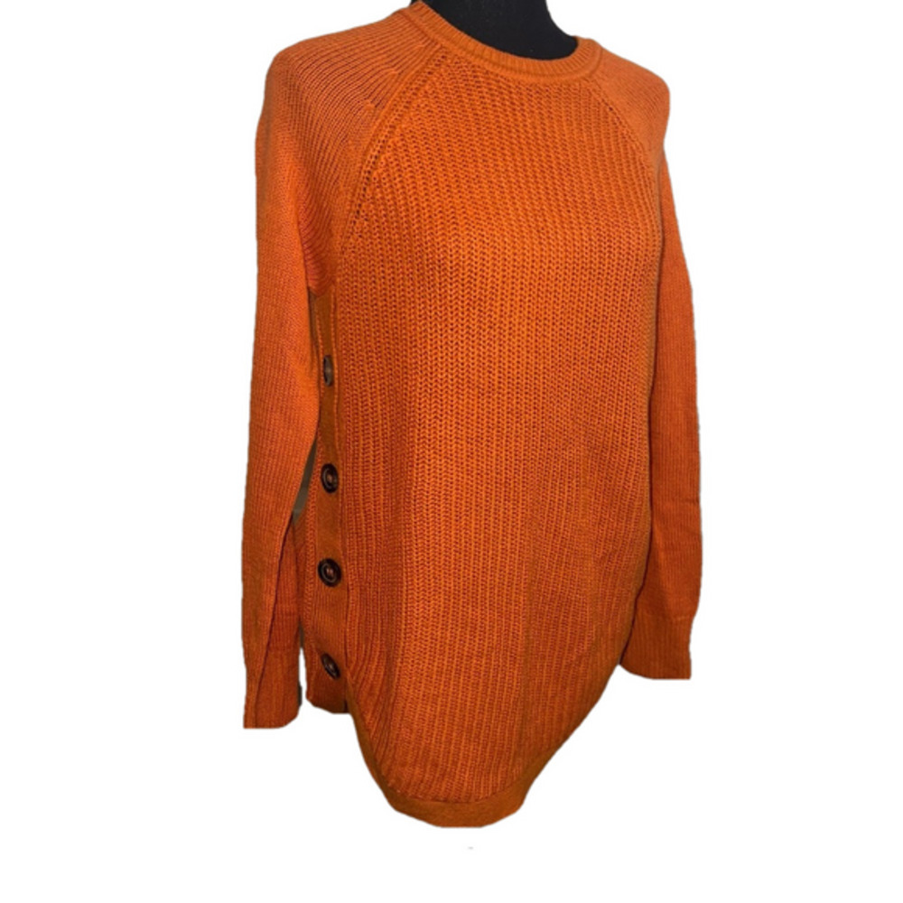 RD Style - Stylish Orange Crew Neck Sweater Size XS